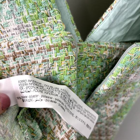 Zara Plaid Pinafore Tweed Dress Pastel Green White Overall Mini size Small - Picture 13 of 15